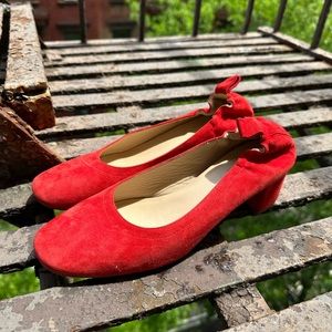 EVERLANE Red Italian Suede Leather Pump Heel